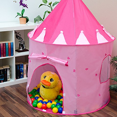 LittleTom Speeltent voor meisjes, 200 ballen, ballenbad, 100 x 100 x 135 cm, roze - Afbeelding 6