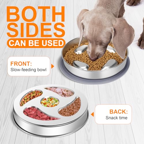 Antischlingnapf Hunde Edelstahl, ACEONE Anti Schling Napf Hund mit Silikonmatte, Metal Slow Feeder Hundenapf, Schlingnapf Hunde Groß mit Napfunterlage Hund (Silikonmatte)