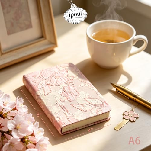 Cuaderno de flores A6 rayado melocotón para organizar tus ideas 5