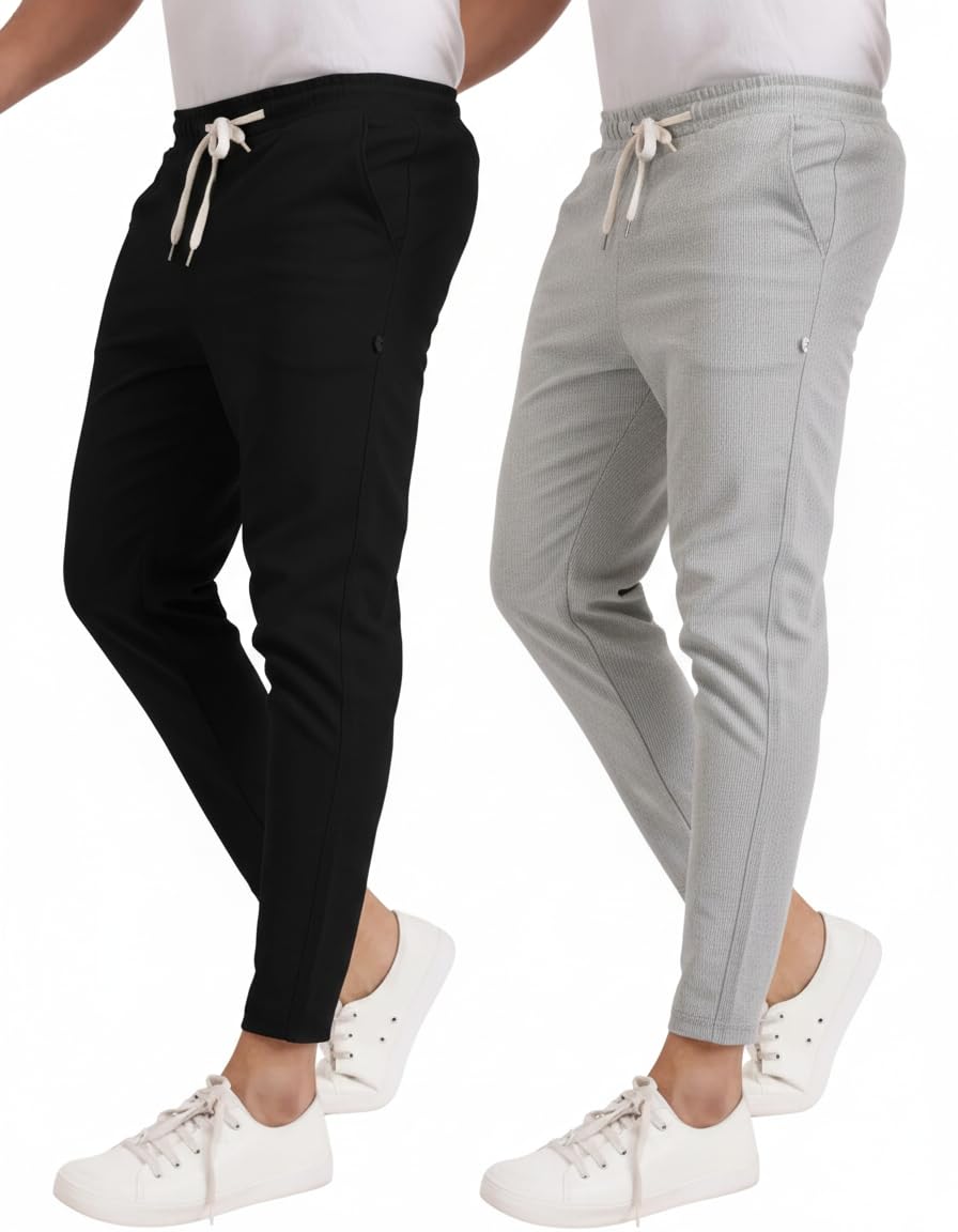 Pack of 2 Men's Dry Fit Track Pants | Stylish Slim Fit Joggers with Pockets & Drawstring | Comfortable Athletic Lower for Gym, Running & Casual Wear-picture-17
