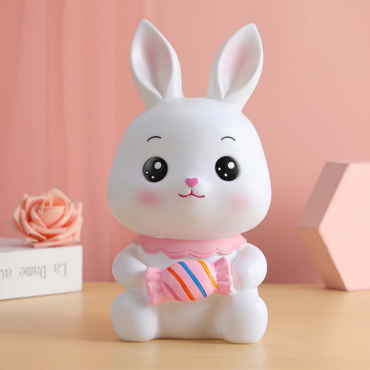 Rabbit Piggy Bank, Plastic Shatterproof Girls Coin Piggy Bank Toy, Large Capacity Bunny Money Bank with Opening, Cute Money Bank Toys for Girls Kids Age 3-8, Great Bitrthday Gift