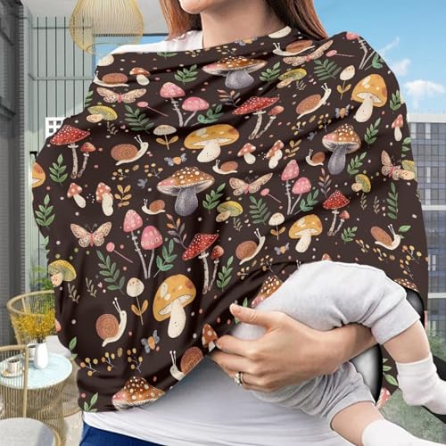 Image of ZFRXIGN Mushroom Car Seat Covers Canopy for Babies Nursing Cover Scarf Shopping Cart Cover Light Blanket Stroller Cover Girls Gifts Snail Animal Baby Car Seat Cover