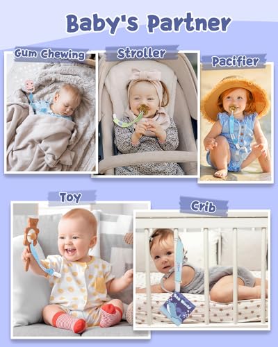 Image of babygoal Baby Pacifier Clips 8 Pack, Pacifier Holder Clips for Boys and Girls Fits Most Pacifier and Binkies-Neutral Color