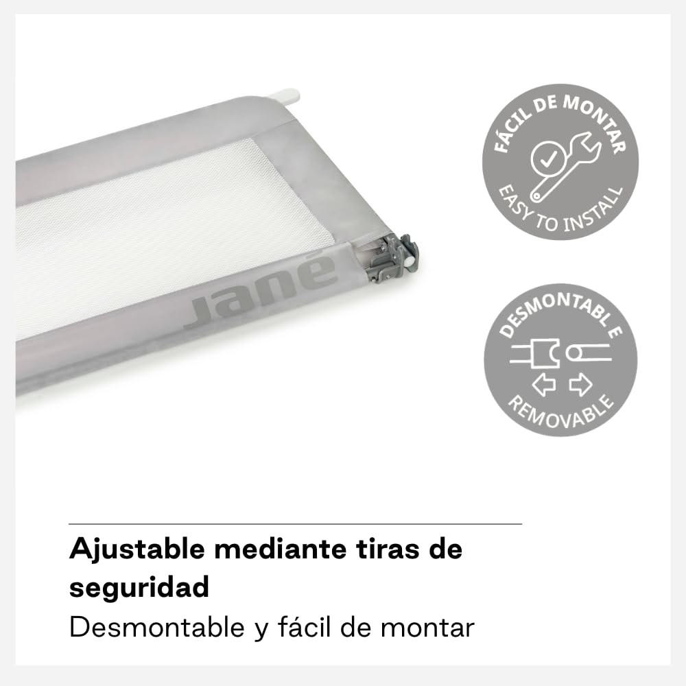 Jané Barrera de Cama Abatible 140 cm, Extra Alta y Transpirable, Plegable con Bolsa de Transporte, Color Gris — view 5
