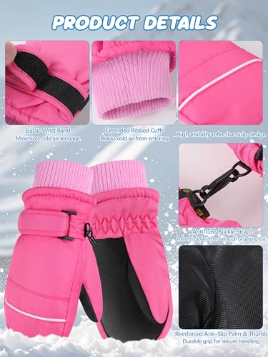 image for Wenouy Toddler Mittens Kids Snow Ski Mitten Baby Fleece Warm Waterproo