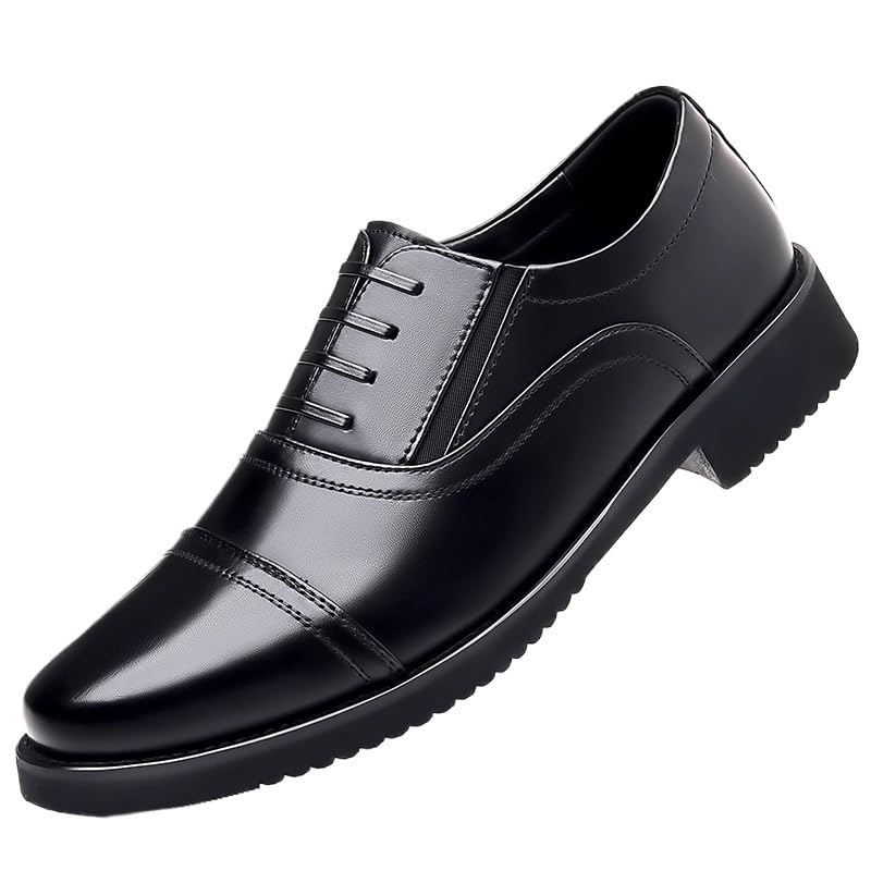 Men Oxford Superior Flexural Leather Fashion Dress Shoes Classic Round Toe Lace Up Lug Sole Soft Bottom Business Work Dress Shoes