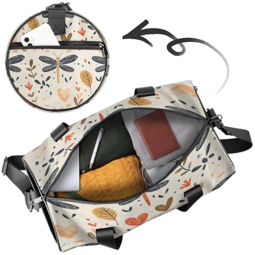 Dragonfly Heart Travel Gym Bag Waterproof Sport Dance Bag for Women Men Portable Gymnastics Duffel Bags Canvas Tote Carry on Handbag for Workout Overnight Weekender2