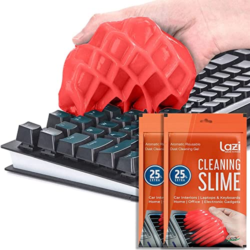 LAZI (Red Pack 2) Multipurpose Laptop Keyboard Cleaner Dust Cleaning Kit Slime Gel Jelly Putty Magic Super Clean Gel for Keyboard Laptop Car Dashboard Accessories Electronic Gadget Cleaner 200gm