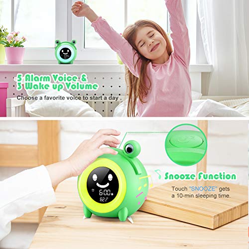 YISUN Sveglia Digitale da Comodino,Sveglia Bambini da Comodino con 5 Colori Wake-up Light Sveglia Ricaricabile USB,Funzione Snooze - Image 6