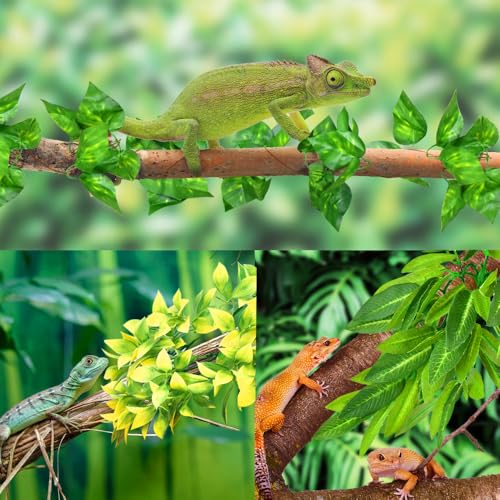 KATUMO Reptile Plants, 3 PCS Amphibian Hanging Plants with Suction Cup for Lizards, Geckos, Bearded Dragons, Snake, Hermit Crab Tank Pets Habitat Decorations - Thumbnail 5