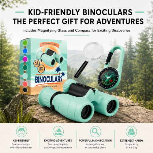 Binoculars for Kids – Perfect Toy for Little Boys and Girls – Extensive Set Incl. Magnifying Glass & Compass – Powerful Magnification 8X21 – 3 to 12 Year Old Kids for Toddler by Promora - Used condition - Image 6
