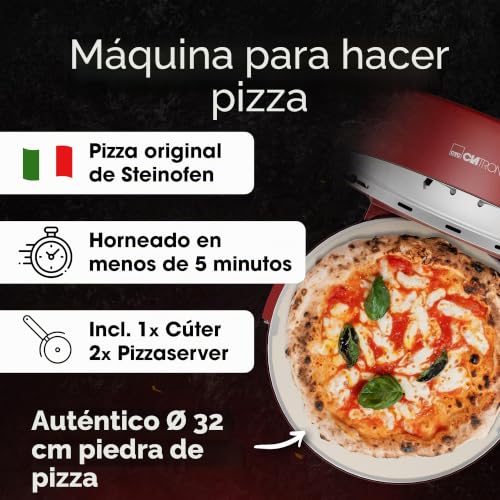 Miniatura 2 de Horno De Pizza Clatronic Pizzarette 350 C Para Pizza Al Horno De Piedra En Casa También Para Pizzas Congeladas Pizza En Menos De 5 Minutos Incl. Piedra De Pizza Ø32cm Y Accesorios Pm 3787