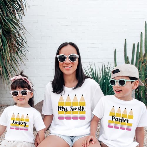 Personalized Pencil Monogram Shirts For Boys & Girls - Custom Name Back To School Pencil Outfit - Cute Gift For First Day Of School Announcement - Natural Toddler & Youth T-Shirt4