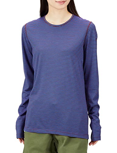 長袖カットソー レディース 200 オアシス ロングスリーブ クルー メリノウール フラットシーム  ラズライト×エスプレッソ M