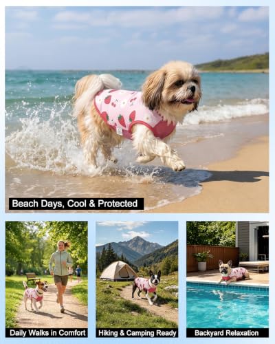 Image of CuteBone Mesh Panel Dog Tank Top - Breathable Dual-Fabric Pet Vest Lightweight Summer Small Dog Shirts - Keep Your Pets Cool, Sun-Protected Outdoors