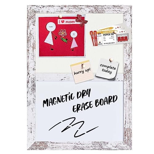 Umtiti Pinnwand, Whiteboard, weiße Filztafel, Combo für Büro, Schule, Küche, Schlafzimmer, weißer Holzrahmen, 25,9 x 36,1 cm, WH-Whiteboard + WH-2636