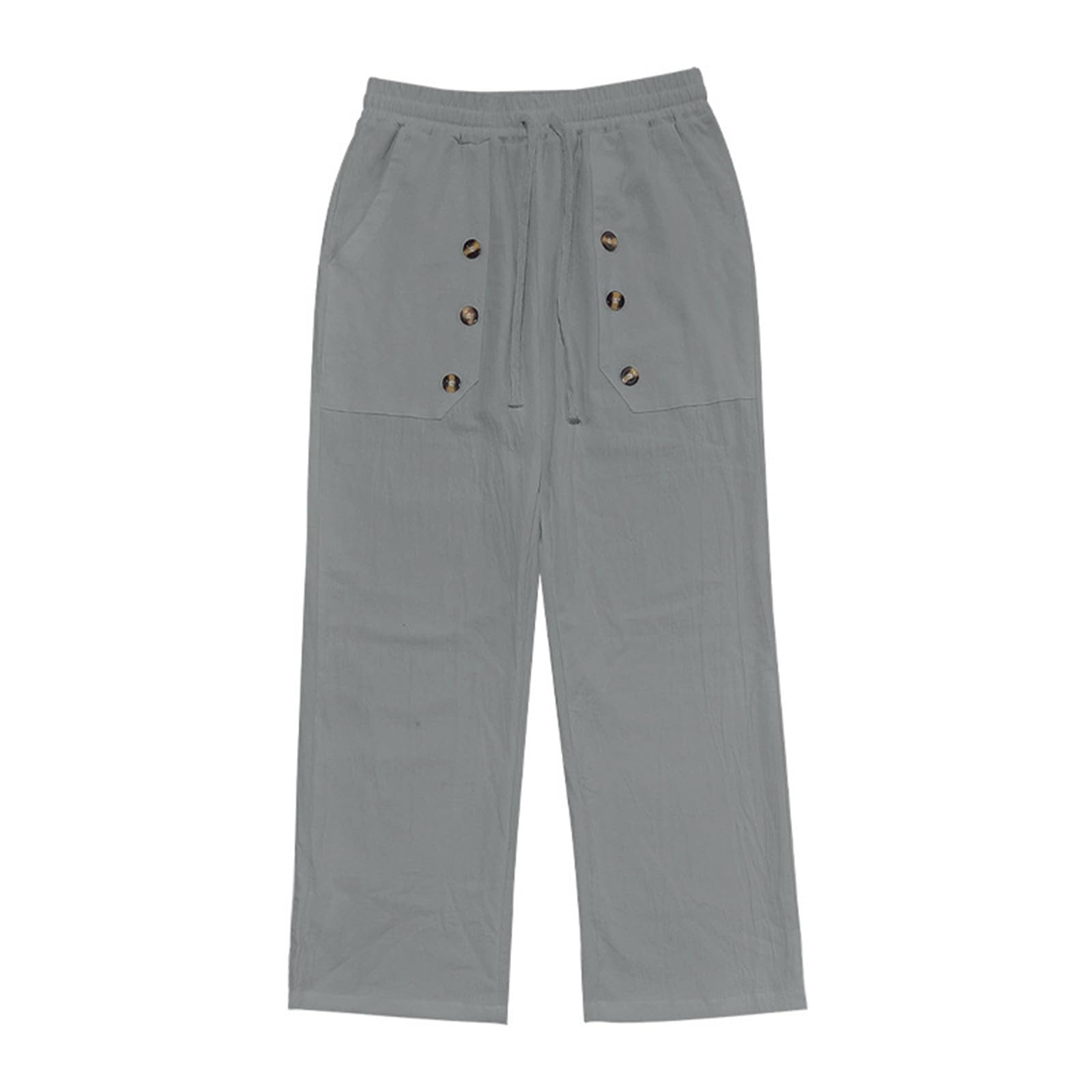 Leinenhose für Herren Loose Leinen Hose mit Kordelzug Taschen Sommer Baumwolle Leinen Hosen Weich Atmungsaktiv Sporthose Straight Leg Freizeithose Leinenhose Bequeme Casual Streetwear Strandhose