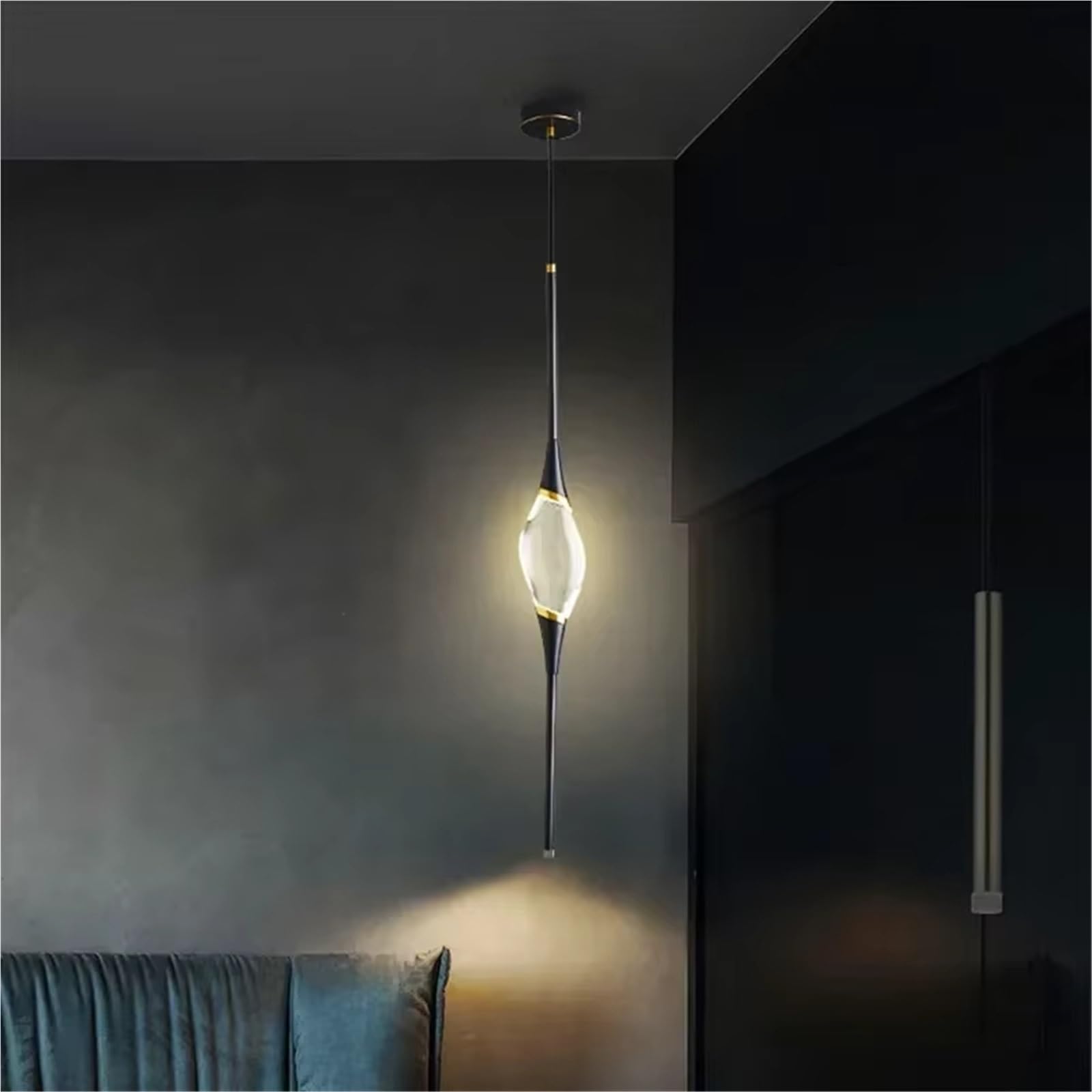 ZTCHSENZT Nordic Living Room Chandelier Modern Light Luxury Crystal Chandelier Restaurant Bedside Decoration All Copper Chandelier,Cold White-Black 88cm