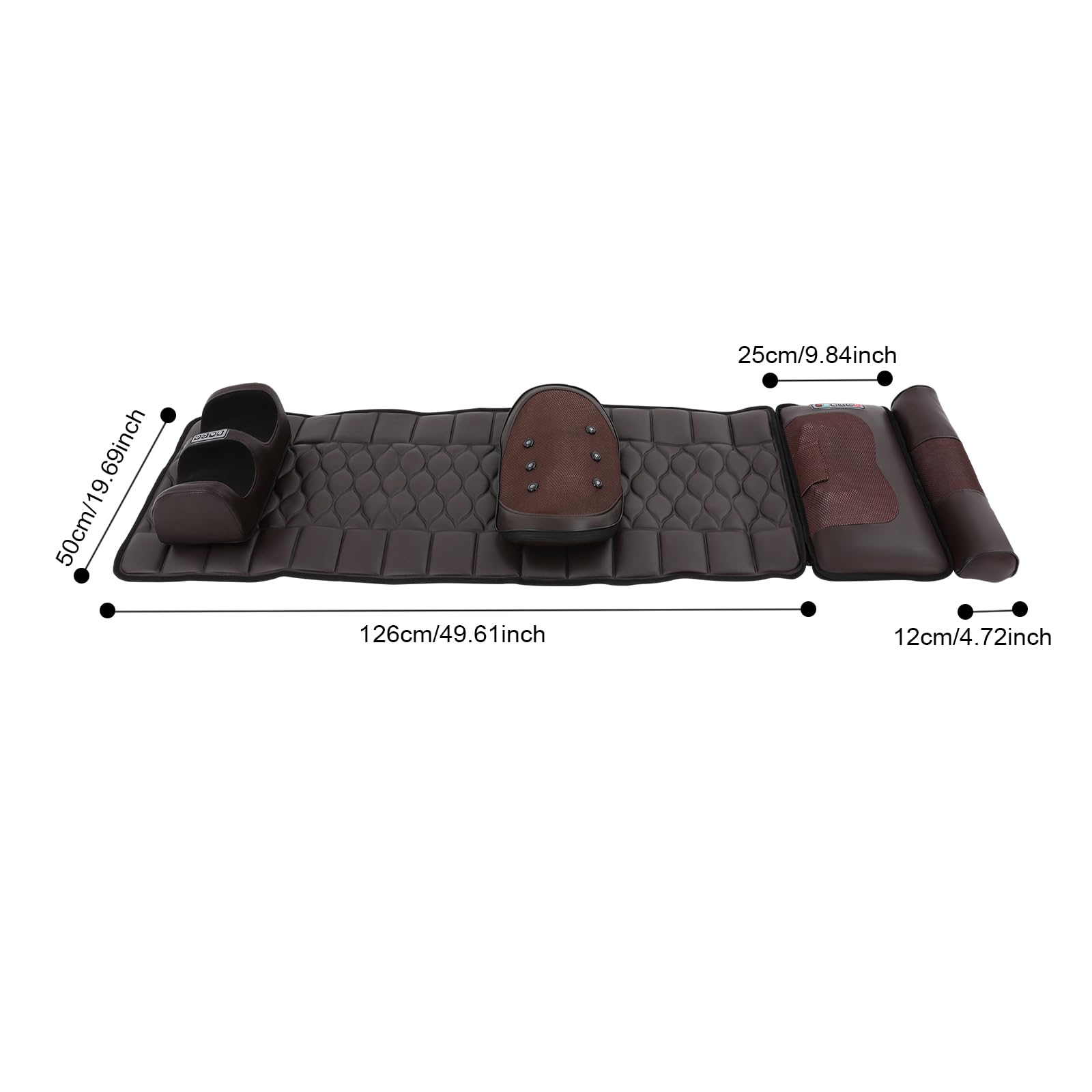 Masajeador de cuerpo entero, asiento de masaje multifuncional, estiramiento corporal 3D y tracción lumbar con reposacabezas de masaje cervical extraíble, airbag lumbar y masajeadores de