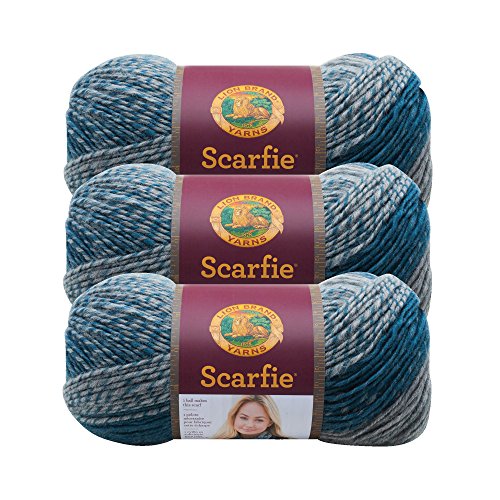 Image of (3 Pack) Lion Brand Yarn Scarfie Bulky Yarn, Teal /Silver