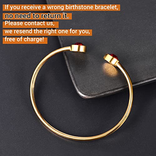 Prosteel July Birthstone Ruby Cuff Bracelet 18K Gold Plated Red Crystal Bangle Bridesmaid Girls Women Jewelry Birthday Gift #TOP1