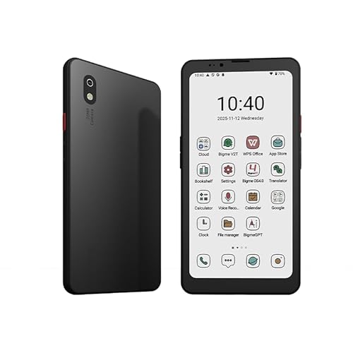 Bigme Hibreak Pro Color 6,13-Zoll-E-Paper-Bildschirm-Telefon, E-Book-Reader| 300ppi HD Eye-Care Display | Open Android 14 | 8GB RAM + 256GB Speicher | 5G All-Network + Dual SIM (Schwarz)
