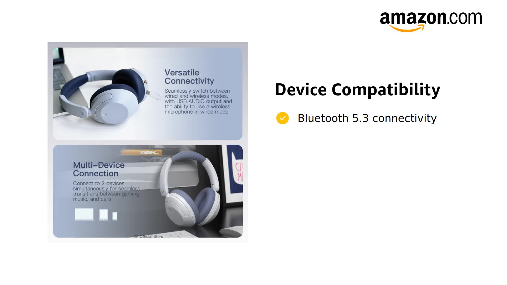 【色: HazeBlue】iKF-T3 ワイヤレスヘッドホン 43dBノイズキャ Amazon.com: iKF T3 Wireless Bluetooth Over-Ear Headphones