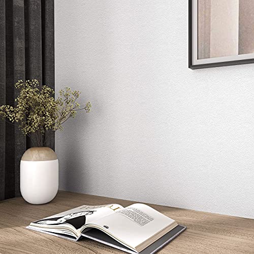 Stickyart White Wallpaper Roll Peel And Stick Faux Leather Wallpaper Removable Solid Color Contact Paper Matte Lychee Pattern Leather Effect Wallpaper For Shelf Liners Desks Top Waterproof 12"X160" #TOP1