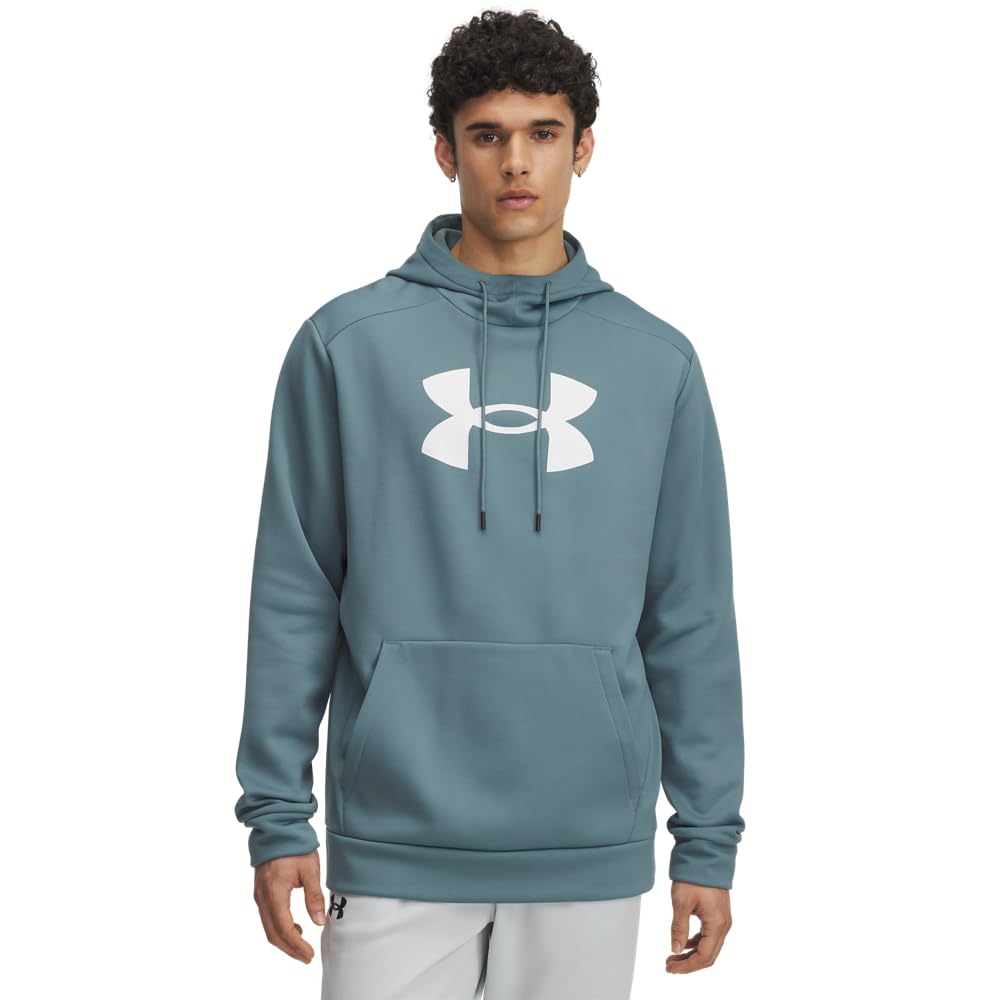 Under Armour Men's Armour Fleece Big Logo Hoodie, (587) Jasper Blue / / White, Medium, (587) Jasper Blue / / White, M