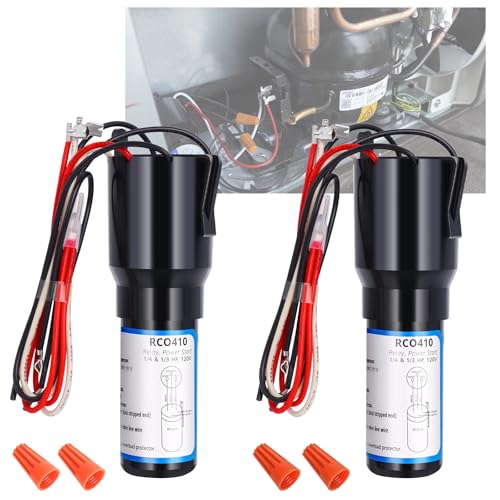 RCO410 3-in-1 Hard Start Capacitor Kit, Compatible with Refrigerators & Freezers, 1/4-1/3 H.P. 115VAC (2 pcs)