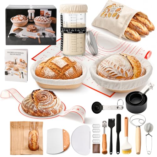 Sourdough Starter Kit with Banneton Basket,Sourdough Bread Baking Supplies by Stitorbik - Used condition - US$39.89