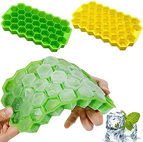 Amos Silicone 37 Cavity Honey Comb Ice Cube Tray for Ice Cube Making (Random Color)