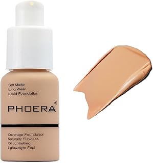 BestLand PHOERA Foundation Full Coverage Liquid Foundation Cream - Long-lasting Lightweight Concealer - Oil-Free Formula - Natural Shade - Suitable for All Skin Types (Buff Beige #104)