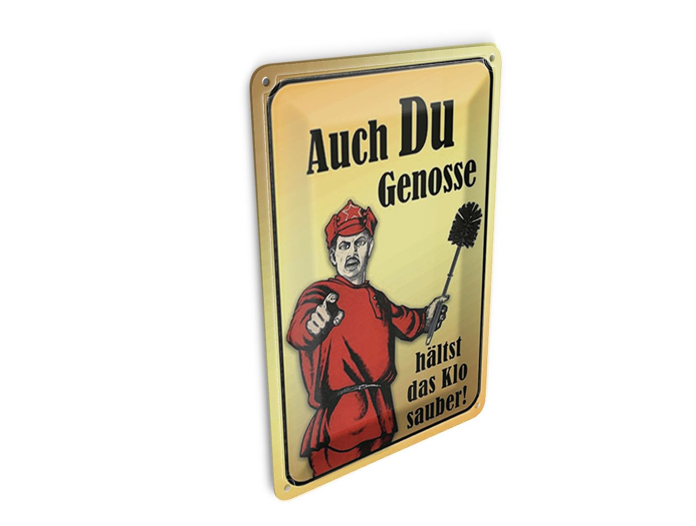 Femer Girls Multicoloured Tin Postcard Saying 10 X 14 Cm Du Genosse Hält Klo Sauber Decorative Sign