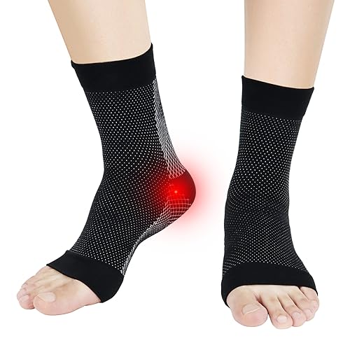 MSISILY Neuropathie Socken Sprunggelenkbandage Knöchelbandage Neuropathie-Socken Kompressionssocken Fußbandage Plantarfasziitis Neuropathie Socken Medizinisch Fussbandagen(Schwarz,L-XL)