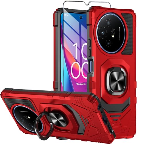 Mocotto for TCL 50 XL 5G Phone Case TCL 50 XL NXTPAPER 5G Case with Tempered Glass Screen Protector,Military Grade Heavy Duty Shockproof Protective Cover,with Ring Kickstand (Red) by Mocotto - Used condition - US$6.73