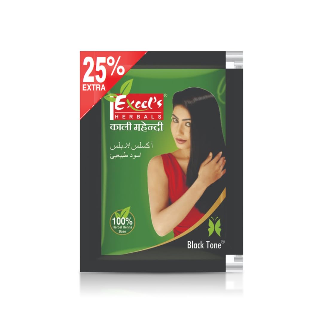 Excel's Herbal Kali Mehandi for Hair, Natural Black Hair colour, Organic, Herbal ingredients, Hair Care products for women & men, Ammonia Free (Pack of 20, each 10gm)-image-8