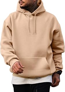 JMIERR Hoodie Men's Casual Pullover with Pockets Winter Warm Long Sleeve Drawstring Sweatshirt Men Cotton Hoodie