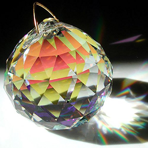 Saint Mossi 40mm Clear Crystal Ball Prism Faceted Hanging Pendant Suncatcher for Feng Shui/Divination or Wedding/Home/Office Decoration (4-Pack)