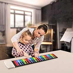 QCQ 49-Key Flexible Arc-en-Roll Up Piano intégré Batterie Rechargeable avec 47 tonalités, 14 Morceaux de démonstration et Build-Parleur intégré - Les Beatles, Paul McCartney, John Lennon, RIngo Starr, George Harrison QCQ 49-Key Flexible Arc-en-Roll Up Piano intégré Batterie Rechargeable avec 47 tonalités, 14 Morceaux de démonstration et Build-Parleur intégré – Image 4