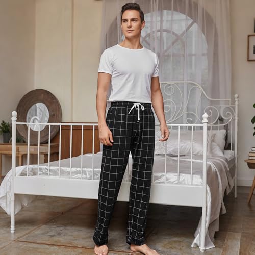 Vulcanodon Mens Cotton Pajama Pants-2pack, Lightweight Sleep Pants for Men 6