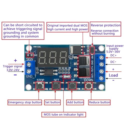 Circuit imprimé minuterie LED avec déclencheur cycle DC 12V 24V
