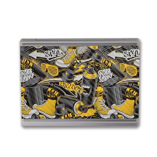 Image of MightySkins Carbon Fiber Skin Compatible with Microsoft Surface Laptop Go 3 (2023) Full Wrap Kit - Yellow Hip Hop | Protective, Durable Textured Carbon Fiber Finish | Easy to Apply | Made in The USA