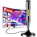 Antenne TNT HD Intérieure 2026   Base Magnétique   Réception Omnidirectionnelle 360° 500km   Compatible 4K UHD/1080P/DVB T2   Chaînes Gratuites TNT sans Abonnement