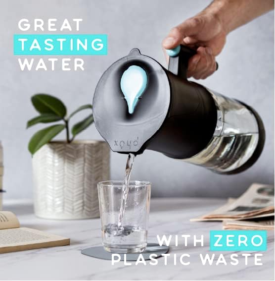 Phox V2 Water Filter | 2.2L Glass Water Filter Jug and Refillable Eco Cartridge Cartridge | 3 Month Supply (Clean Pack)
