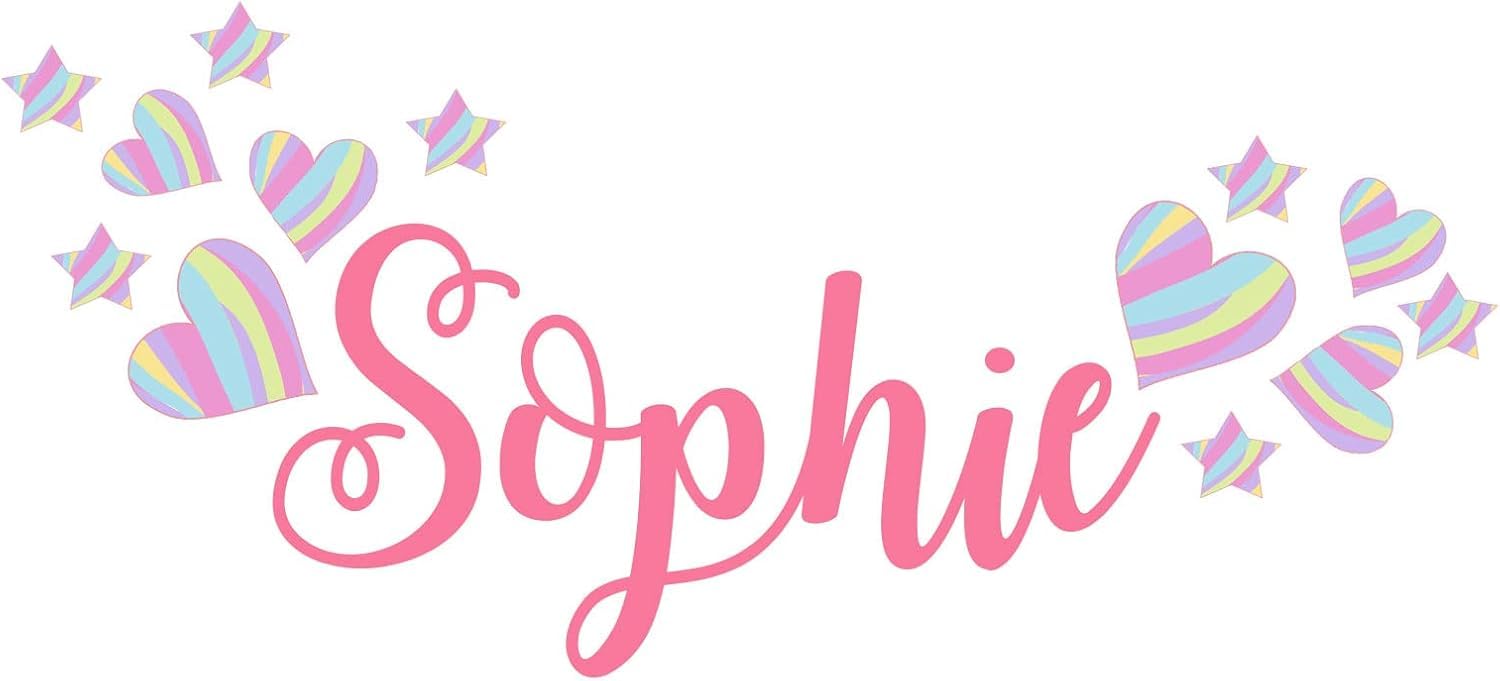 Personalised Name Wall Stickers for Girls Heart Shaped Custom Name Wall Stickers for bedrooms for Girls (30cm Wide)