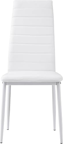 Miniatura 4 de Homelegance Florian - Sillas de comedor de metal con respaldo de vinilo bifundido y funda de asiento (juego de 2), color blanco, modelo