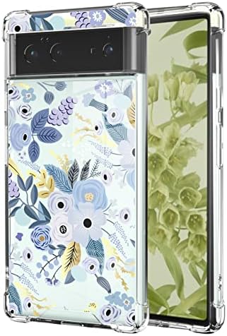 Wlxee for Clear Google Pixel 6 Pro Case Flower Floral Design for Women Girls Soft Slim Thin Fashion Unique Transparent Heavy Duty Protection Bumper Cover for Google Pixel 6 Pro 5G