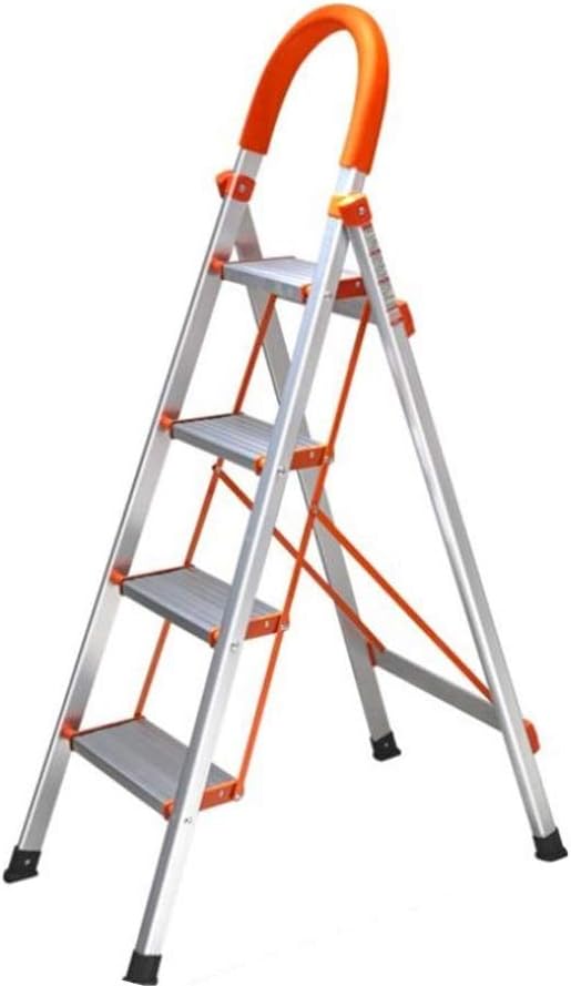 Step Stool Indoor Engineeladder, Three Steps Four Steps Ladder Aluminum Alloy Thicken Stepladder Anti-Slip Pedal Widened by Household Ladder/42 X 65 X 116Cm