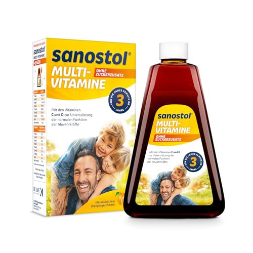 Sanostol ohne Zuckerzusatz: Multi-Vitamine für Kinder ab 3 Jahren und Erwachsene unterstützt ein gesundes Immunsystem mit den Vitaminen A und D 460ml